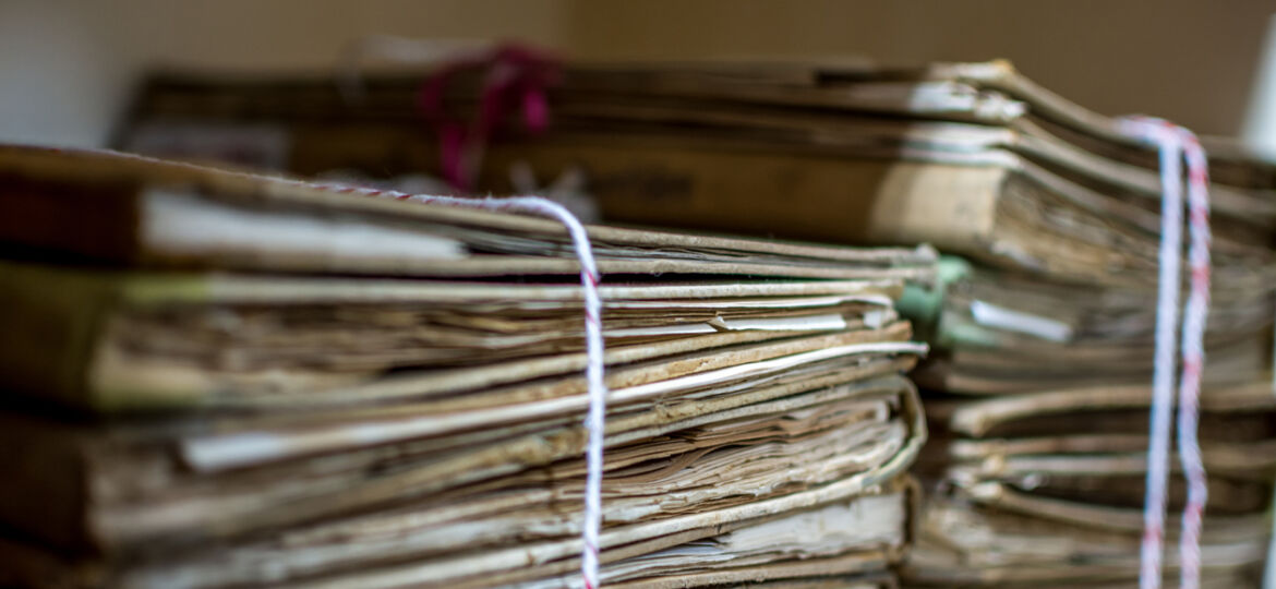 Paper files in a folder is a old documents or old letter